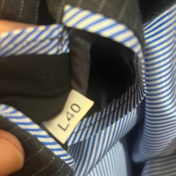 Y2K Tommy Hilfiger Wool Pinstripe Mens Blazer 40L Preppy Ivy 2 Button Academia - Picture 11 of 14